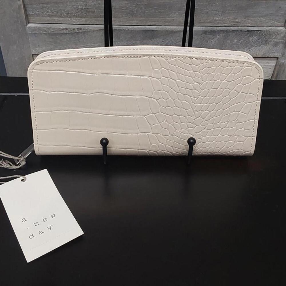 a new day | Stucco Crocodile Cream Wallet – Textured Faux Leather